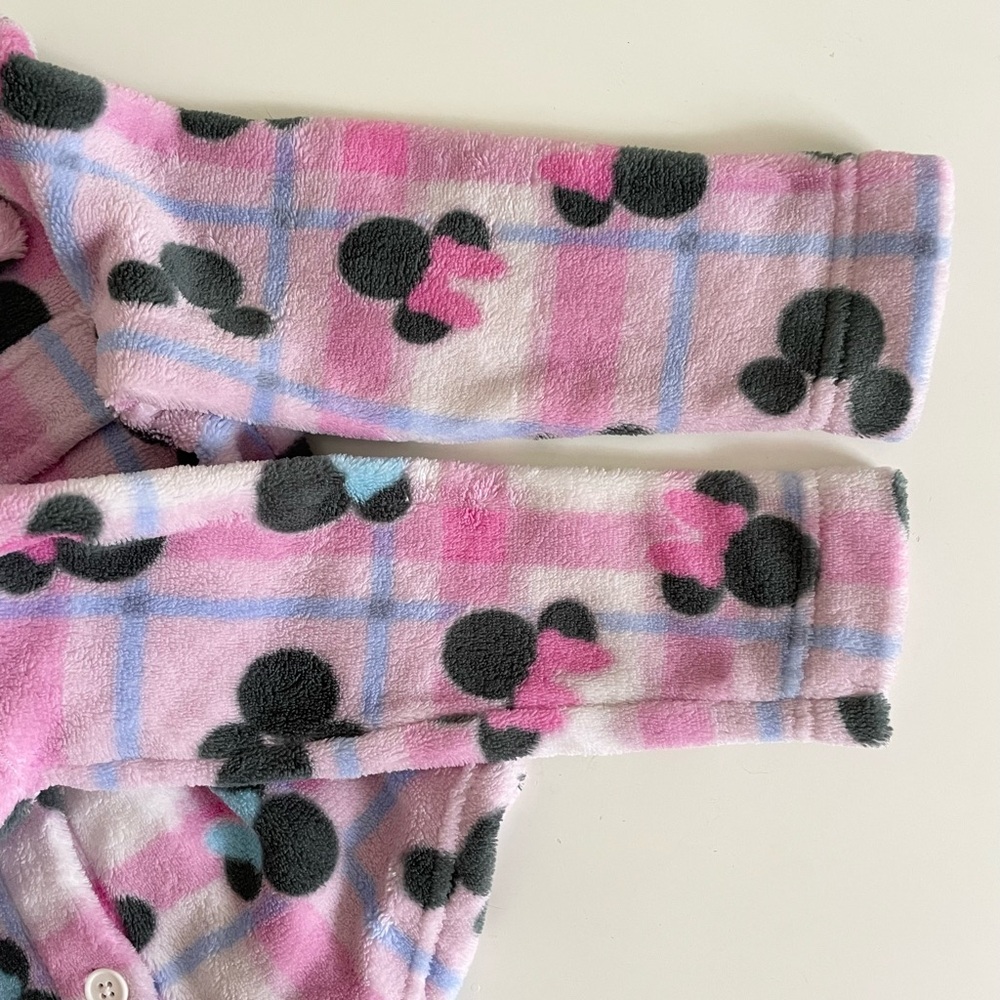 Disney Minnie Mouse Pink and Purple Plaid Fleece Button Up Top Girls 3T - Picture 10 of 12